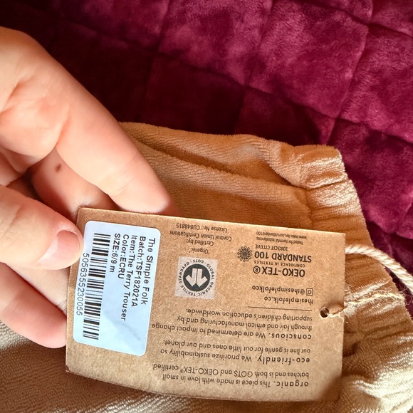 NWT simple folk terry cloth pants - Picture 5 of 6